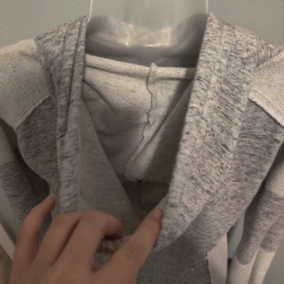 Grey and Cream Pull Over Hoodie - Picture 3 of 6